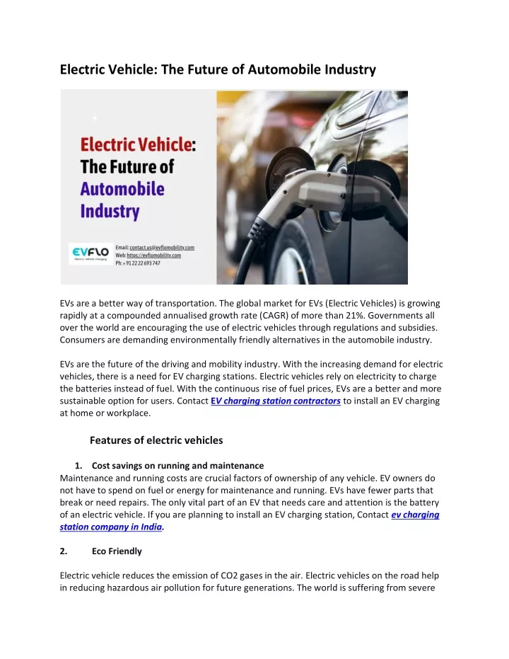 electric vehicle the future of automobile industry