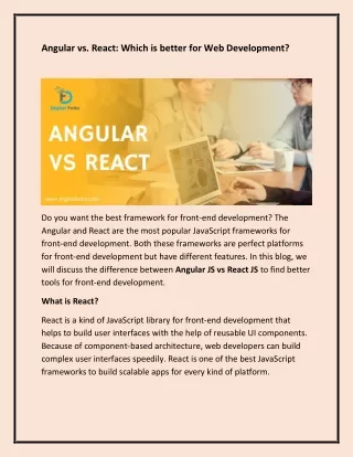 Angular vs React Which is better for Web Development