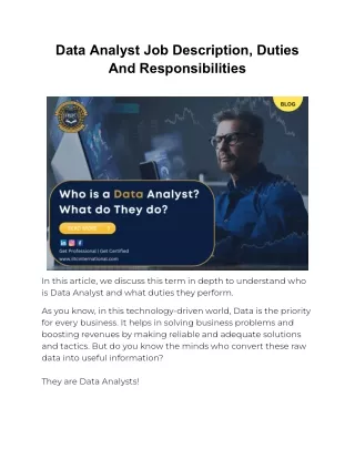 data analyst job description duties