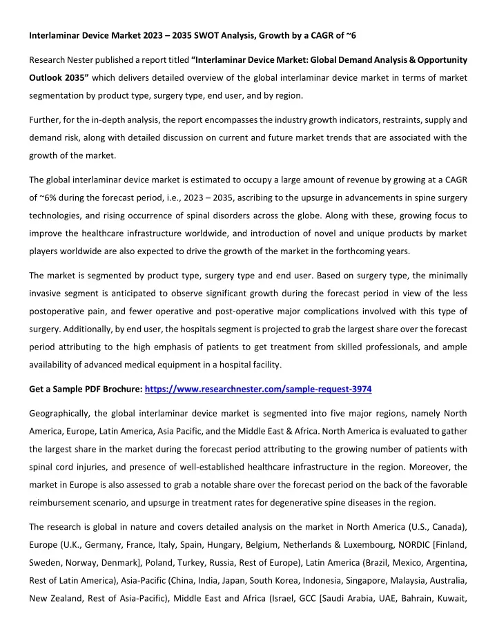 interlaminar device market 2023 2035 swot