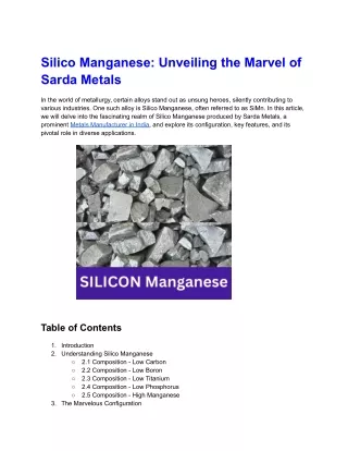 Silico Manganese_ Unveiling the Marvel of Sarda Metals