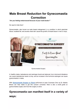 Male Breast Reduction for Gynecomastia Correction