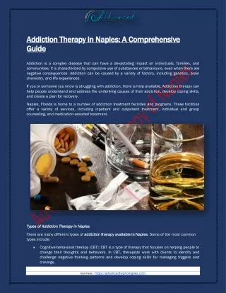 Addiction Therapy in Naples: A Comprehensive Guide