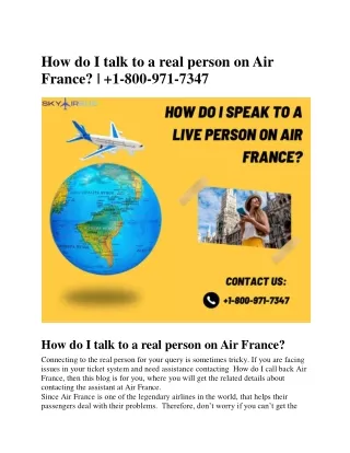 How do I talk to a real person on Air France