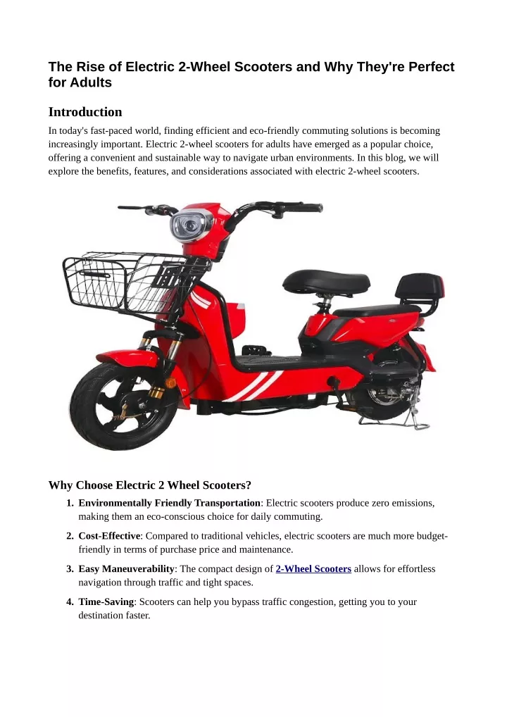 the rise of electric 2 wheel scooters