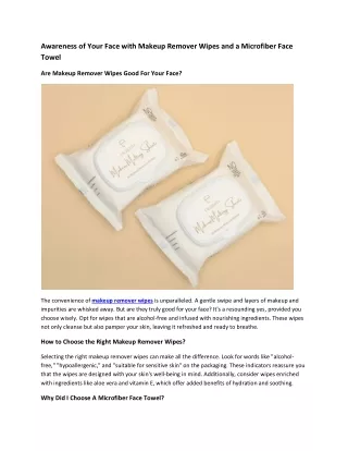 Awareness of Your Face with Makeup Remover Wipes and a Microfiber Face Towel