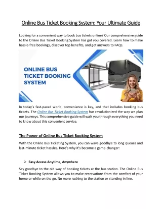 Online Bus Ticket Booking System - Your Ultimate Guide