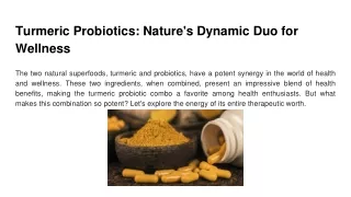 Turmeric Probiotics_ Nature's Dynamic Duo for Wellness