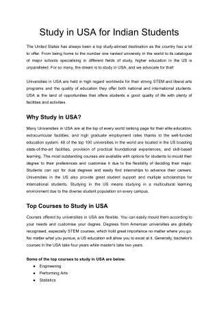 Exploring Opportunities: Study in USA for Indian Students