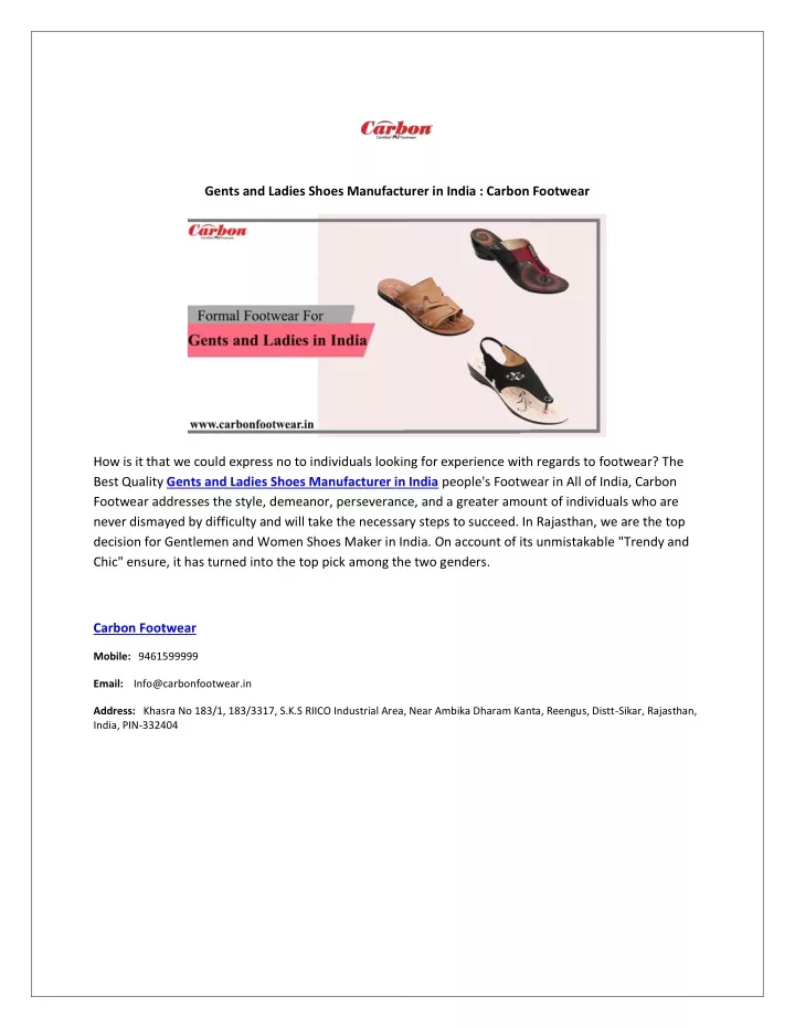 gents and ladies shoes manufacturer in india