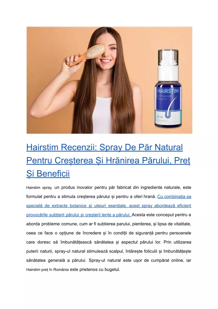 hairstim recenzii spray de p r natural pentru