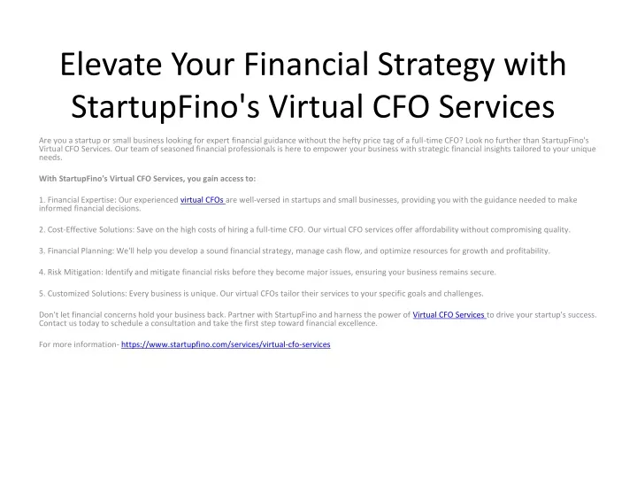 elevate your financial strategy with startupfino s virtual cfo services