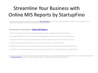 Streamline Your Business with Online MIS Reports by StartupFino
