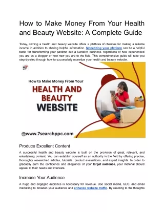 How to Make Money From Your Health and Beauty Website_ A Complete Guide