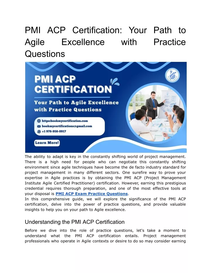 pmi acp certification your path to agile