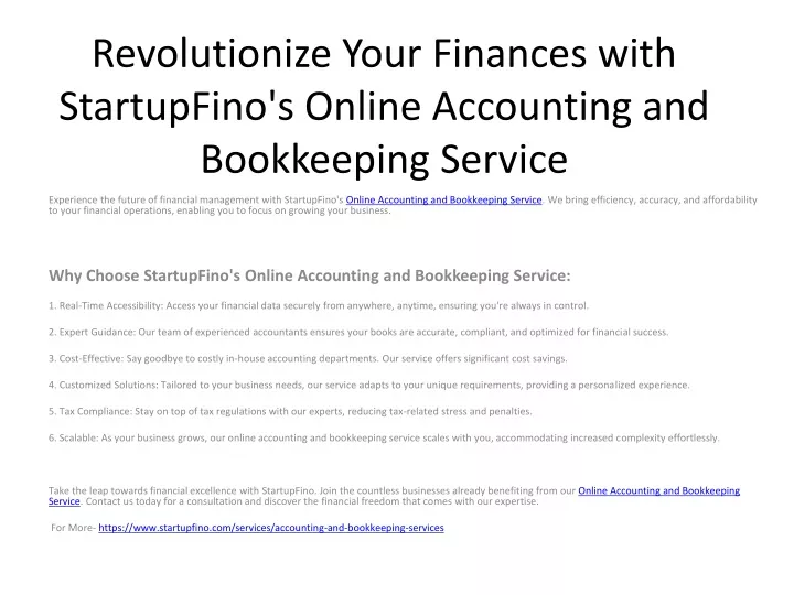 revolutionize your finances with startupfino s online accounting and bookkeeping service