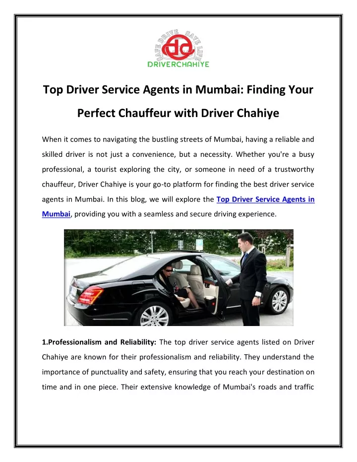 top driver service agents in mumbai finding your