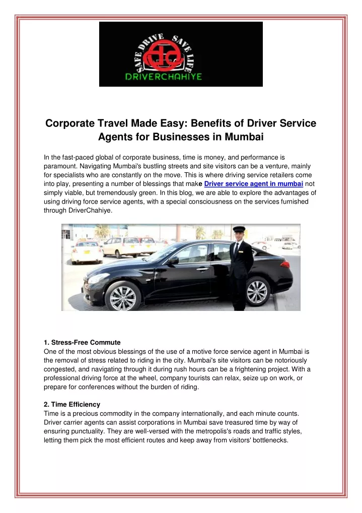 corporate travel made easy benefits of driver