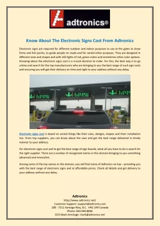 Know About The Electronic Signs Cost From Adtronics