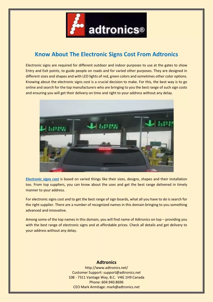 know about the electronic signs cost from