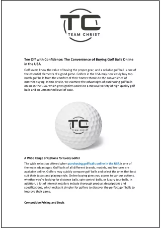 Tee Off with Confidence: The Convenience of Buying Golf Balls Online in the USA