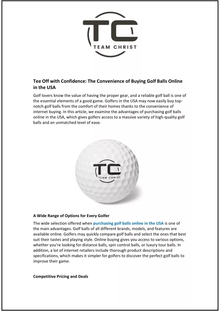 tee off with confidence the convenience of buying