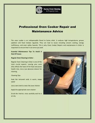 Professional Oven Cooker Repair and Maintenance Advice