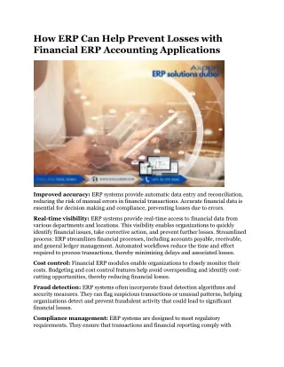 how erp can help prevent losses with financial