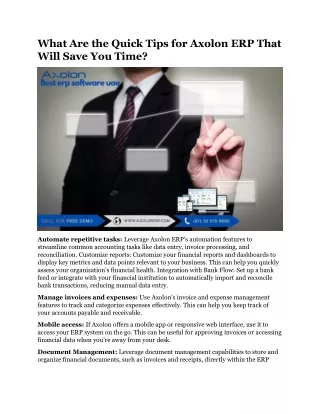 what are the quick tips for axolon erp that will