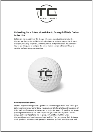 Unleashing Your Potential: A Guide to Buying Golf Balls Online in the USA