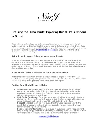 Dressing the Dubai Bride Exploring Bridal Dress Options in Dubai