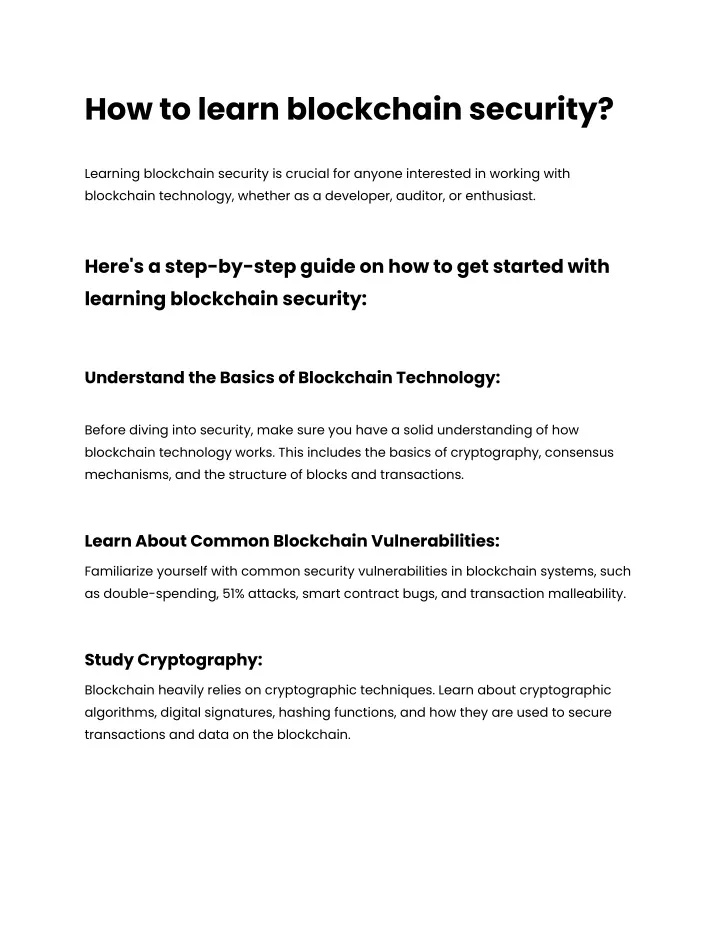 how to learn blockchain security