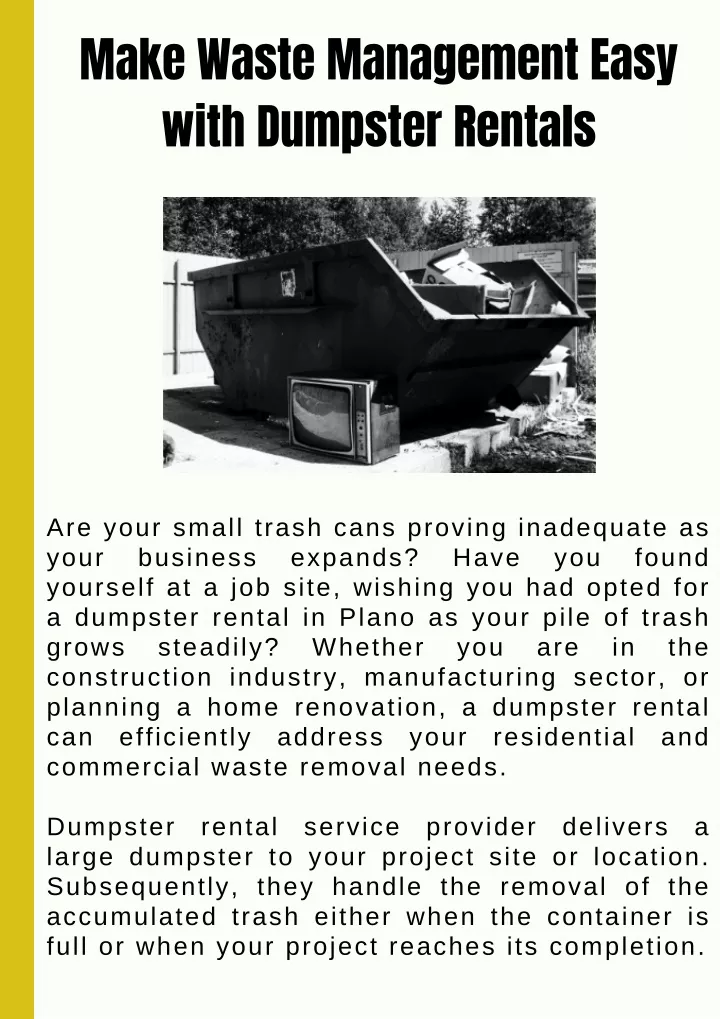 make waste management easy with dumpster rentals