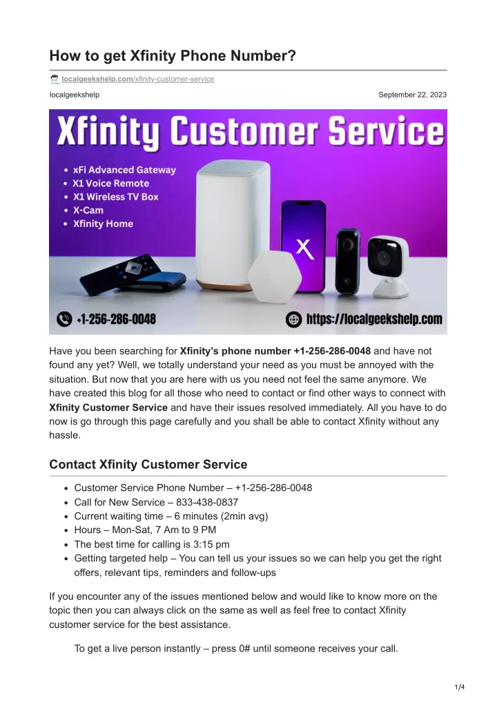 how to get xfinity phone number