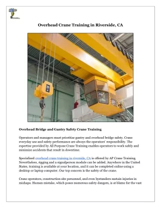 Overhead Crane Training in Riverside, CA