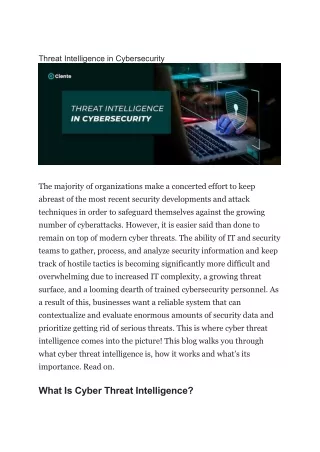 threat intelligence in cybersecurity