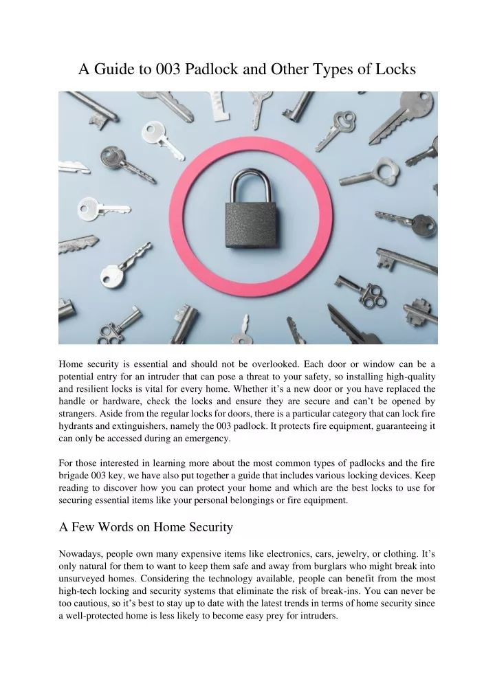 a guide to 003 padlock and other types of locks