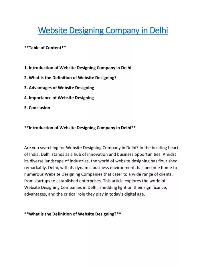 website designing company in delhi website