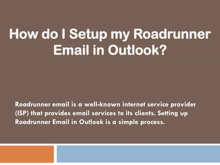 how do i setup my roadrunner email in outlook