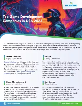 Top 5 Mobile Game Development Companies in the United States