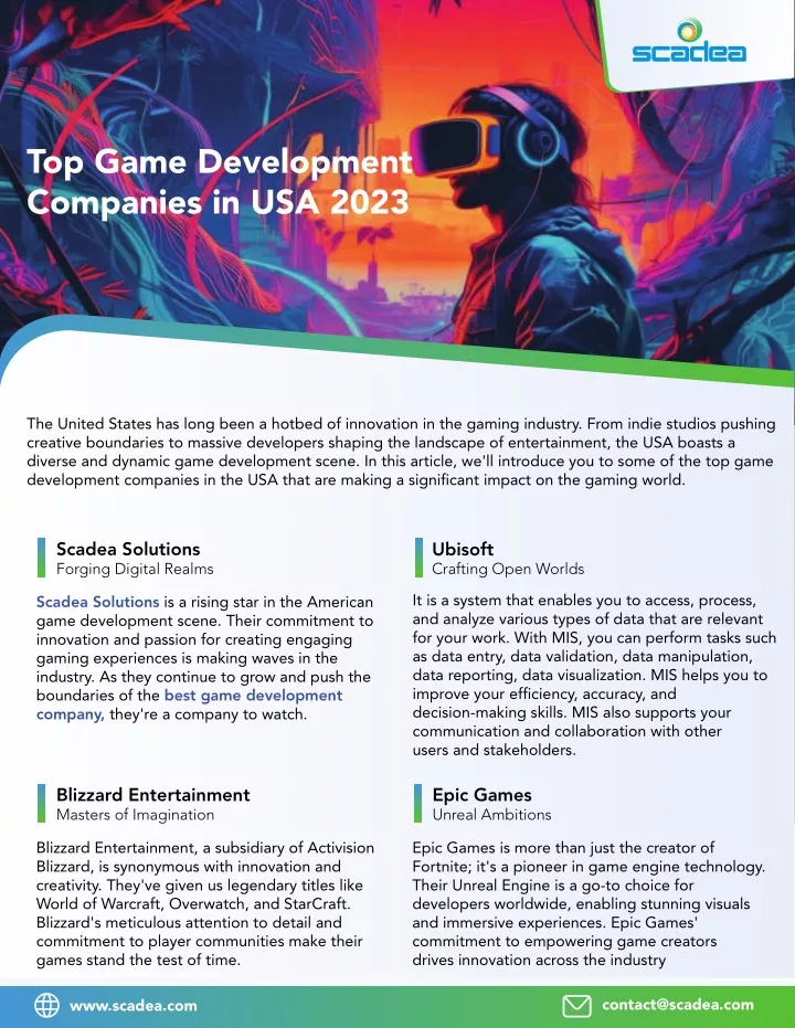 top game development companies in usa 2023