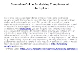 Streamline Online Fundraising Compliance with StartupFino