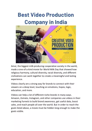 Best Video Production Company in India