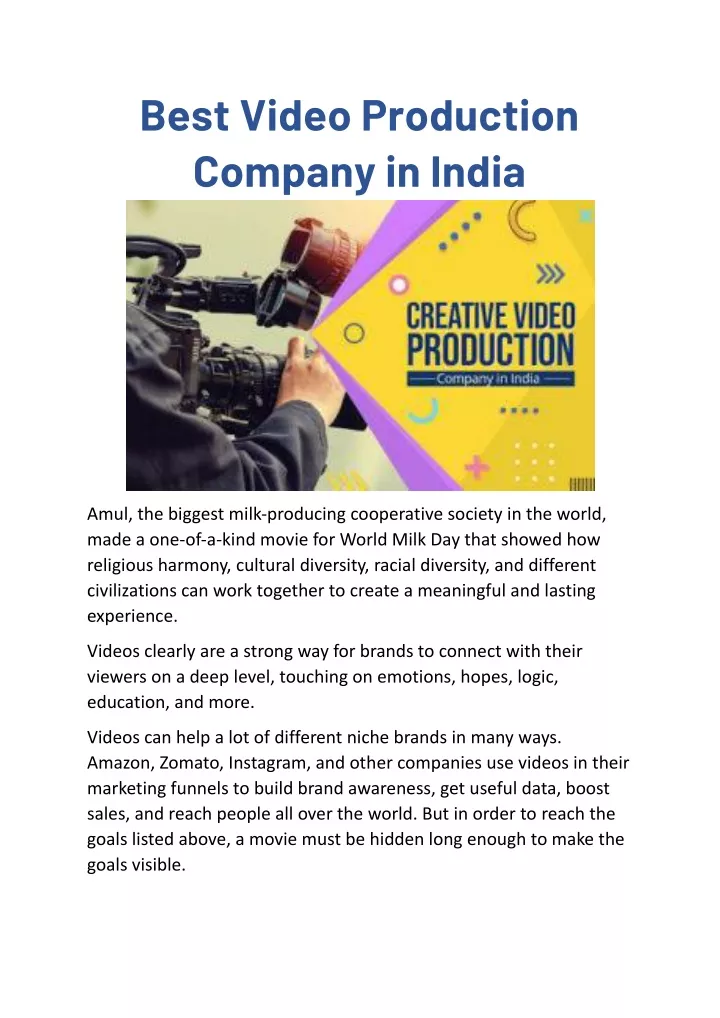 best video production company in india