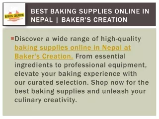 Best Baking Supplies Online in Nepal | Baker's Creation