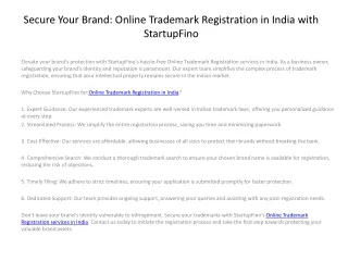 Secure Your Brand: Online Trademark Registration in India with StartupFino
