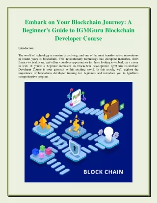 Embark on Your Blockchain Journey: A Beginners Guide to IGMGuru Blockchain