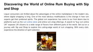 Discovering the World of Online Rum Buying with Sip and Shop