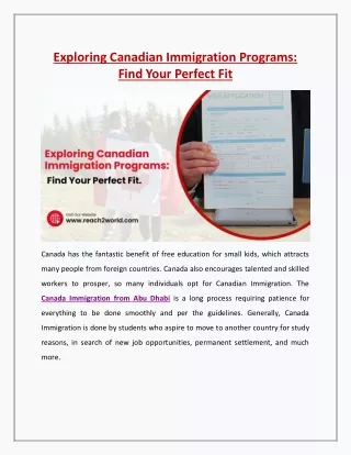 Exploring Canadian Immigration Programs: Find Your Perfect Fit