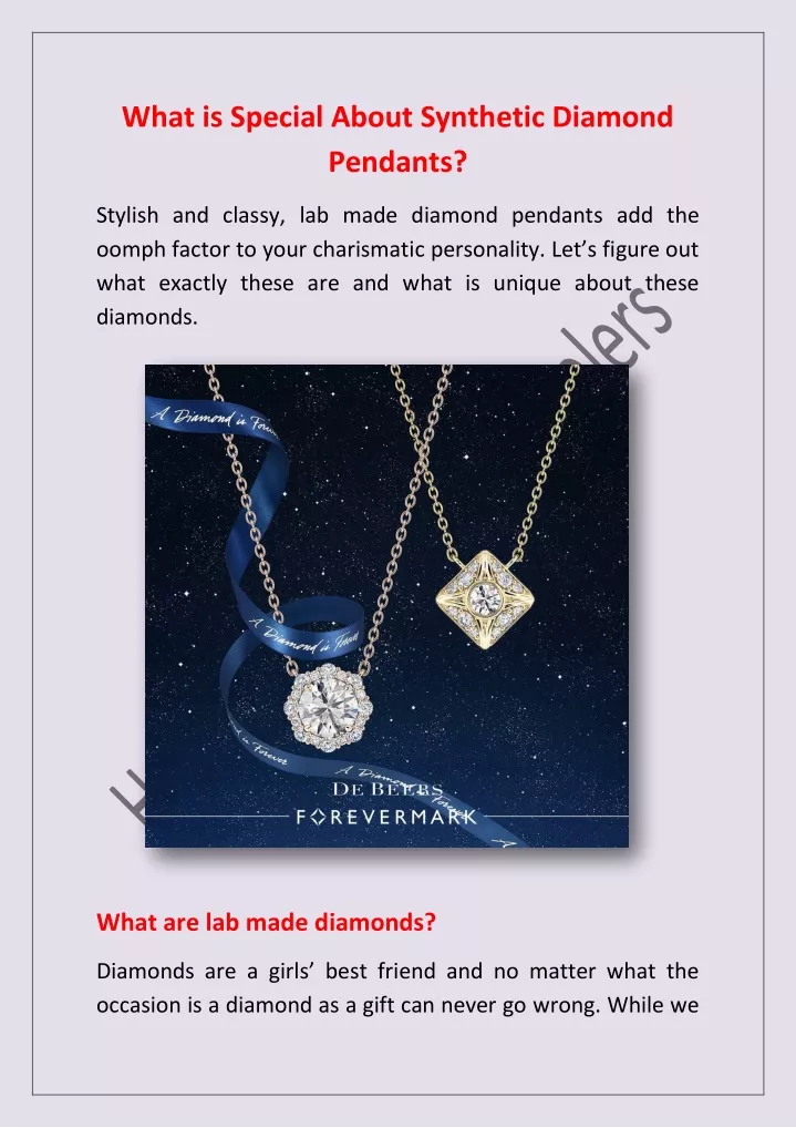 what is special about synthetic diamond pendants